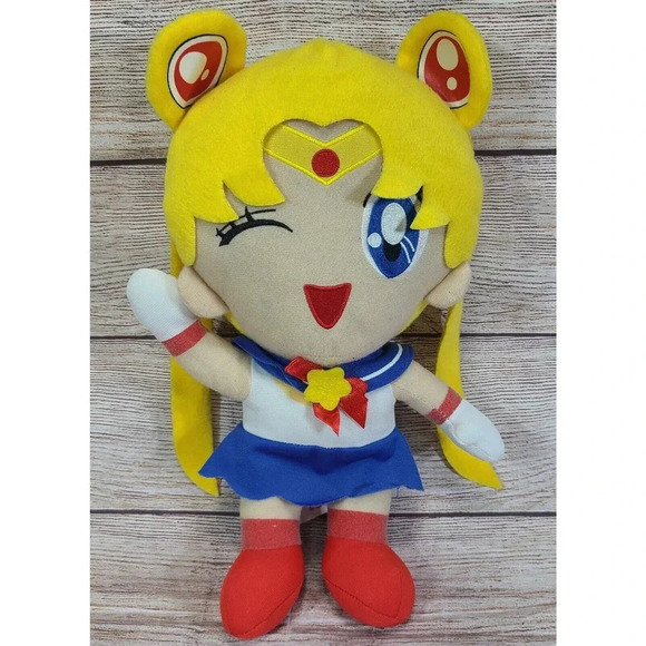 FW Plush Sailor Moon Stuffed Toy Doll Winking Yellow Blue Red 13" 2008 - Picture 1 of 5
